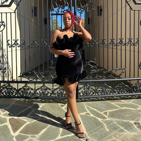 lil black dress Slim Suspender Black Short Dress